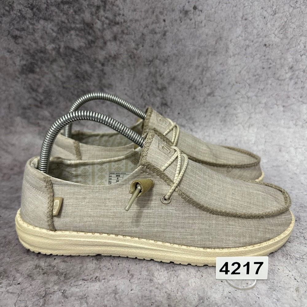 Hey Dude Wendy Boho Stitch Womens Size 8 Latte Tan Slip On Loafer Moccasin Shoes